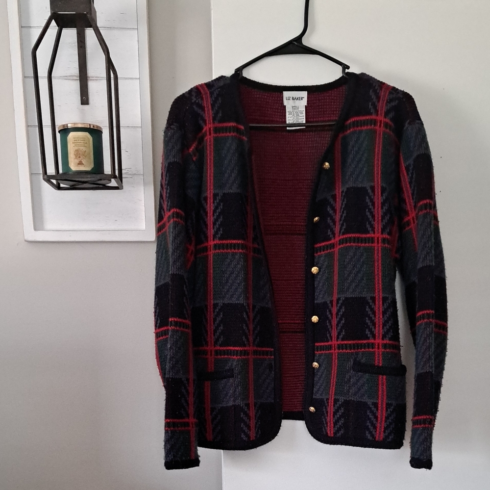 Liz Baker Red and Black Knit Sweater